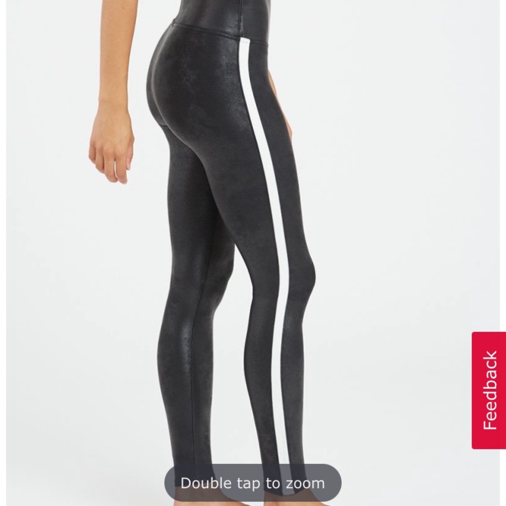 SPANX Faux Leather Side Stripe Leggings - Picture 2 of 15